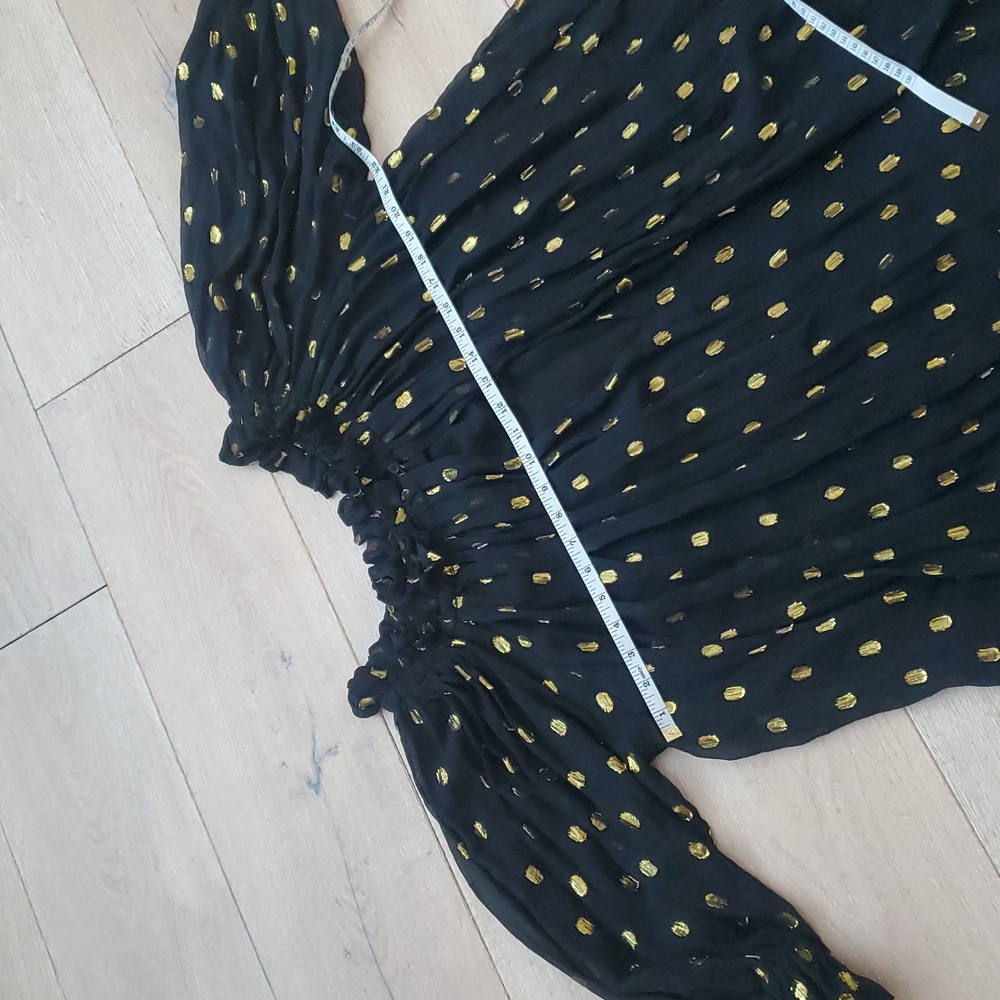 Isabel Marant Off Shoulder Black And Gold Polka Dot Dress - Picture 7 of 16